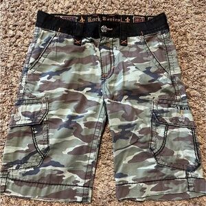 Rock Revival Camo and Orange Stitch Jeans